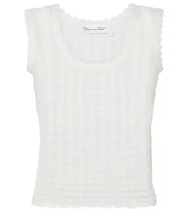 Oscar de la Renta Pointelle cotton and silk tank top | Thumbnail 1