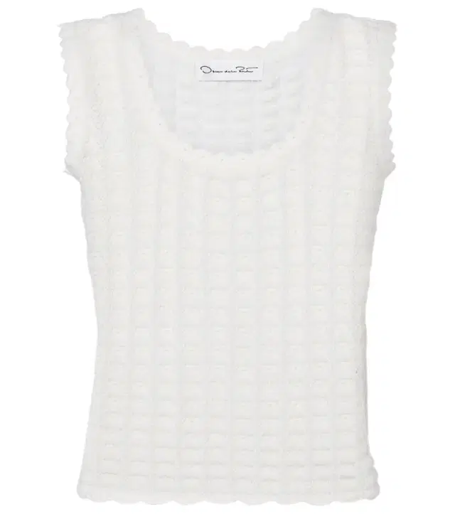 Oscar de la Renta Pointelle cotton and silk tank top