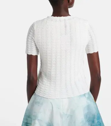 Oscar de la Renta Pointelle cotton and silk cardigan | Thumbnail 2