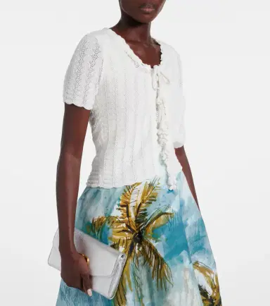 Oscar de la Renta Pointelle cotton and silk cardigan | Thumbnail 3