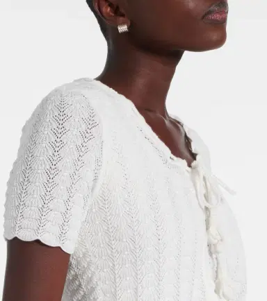 Oscar de la Renta Pointelle cotton and silk cardigan | Thumbnail 4