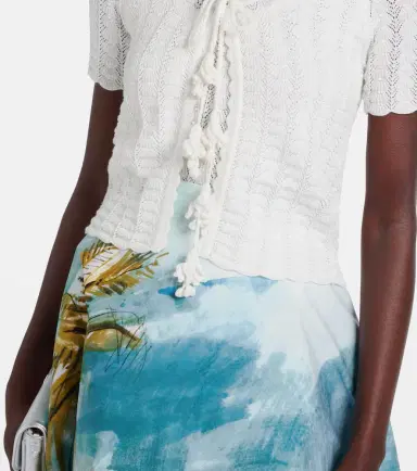 Oscar de la Renta Pointelle cotton and silk cardigan | Thumbnail 6