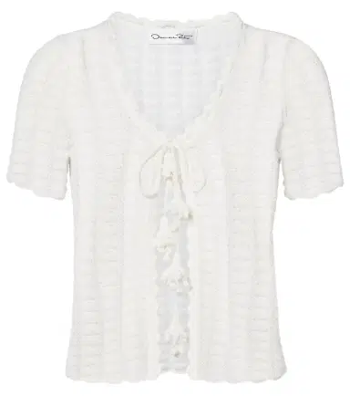 Oscar de la Renta Pointelle cotton and silk cardigan | Thumbnail 1