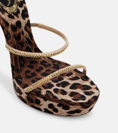 Rene Caovilla Cleo embellished satin platform sandals | Thumbnail 3
