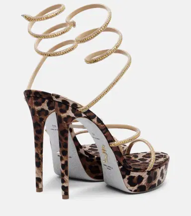 Rene Caovilla Cleo embellished satin platform sandals | Thumbnail 4