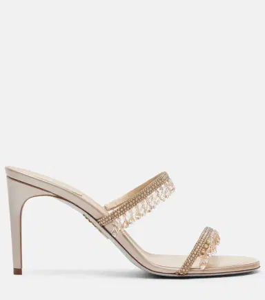 René Caovilla Chandelier embellished satin mules | Thumbnail 3 René Caovilla Chandelier embellished satin mules | Thumbnail 3