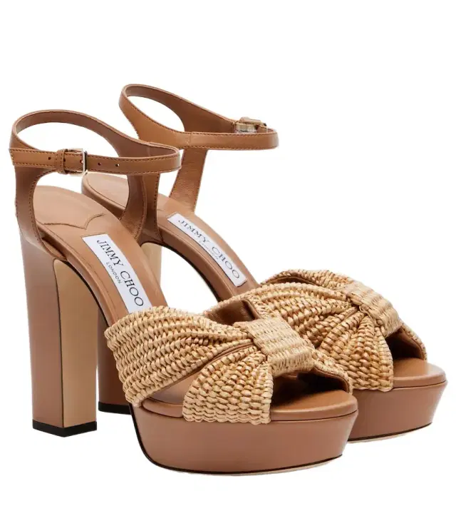Jimmy Choo Heloise raffia and leather sandals