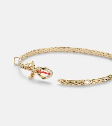 Yvonne Léon Yvonne Léon Python Mini 9kt gold bracelet with diamonds and enamel | Thumbnail 2