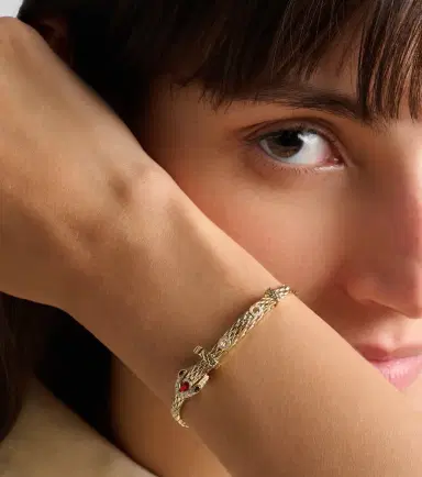 Yvonne Léon Yvonne Léon Python Mini 9kt gold bracelet with diamonds and enamel | Thumbnail 3