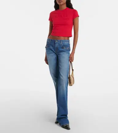 Gucci Logo cropped cotton-blend jersey T-shirt | Thumbnail 5 Gucci Logo cropped cotton-blend jersey T-shirt | Thumbnail 5