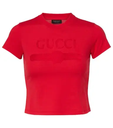 Gucci Logo cropped cotton-blend jersey T-shirt | Thumbnail 1 Gucci Logo cropped cotton-blend jersey T-shirt | Thumbnail 1