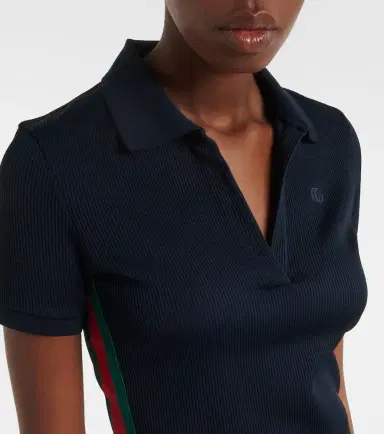 Gucci Web Stripe ribbed-knit jersey polo dress | Thumbnail 2