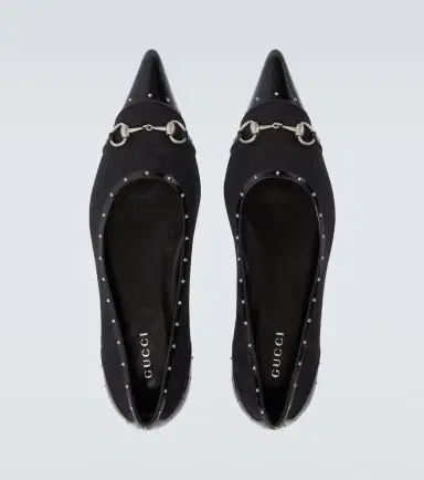 Gucci Horsebit GG Canvas studded flats | Thumbnail 3