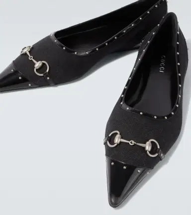 Gucci Horsebit GG Canvas studded flats | Thumbnail 6