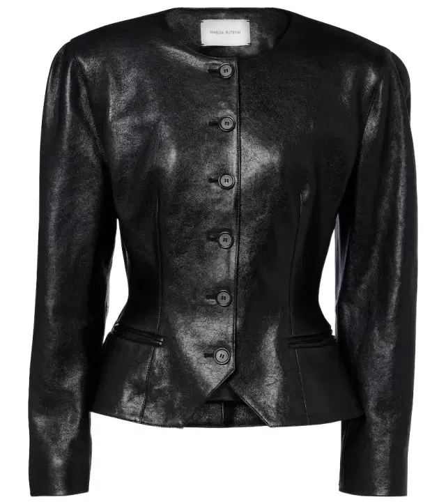 Peplum leather jacket