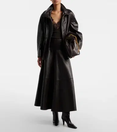 Nour Hammour Daria leather midi skirt | Thumbnail 3 Nour Hammour Daria leather midi skirt | Thumbnail 3