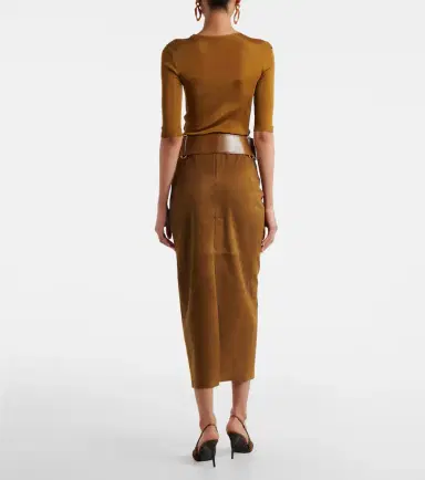 Nour Hammour Selly suede midi skirt | Thumbnail 5 Nour Hammour Selly suede midi skirt | Thumbnail 5
