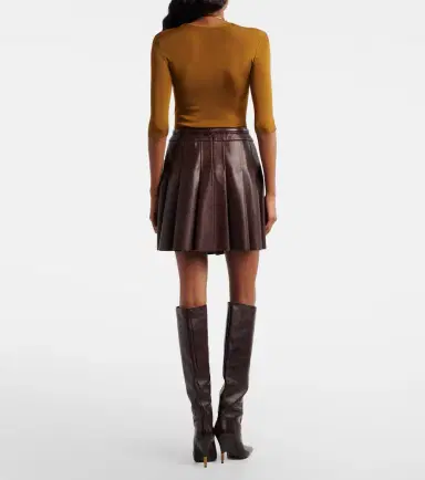Nour Hammour Pleated leather miniskirt | Thumbnail 2 Nour Hammour Pleated leather miniskirt | Thumbnail 2