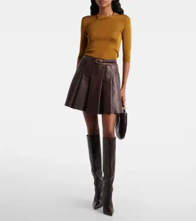 Nour Hammour Pleated leather miniskirt | Thumbnail 5 Nour Hammour Pleated leather miniskirt | Thumbnail 5