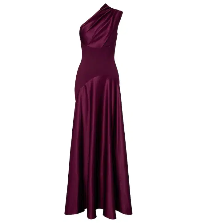 Gabriela draped one-shoulder satin gown