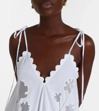 JULIET DUNN Embroidered scalloped cotton midi dress | Thumbnail 2
