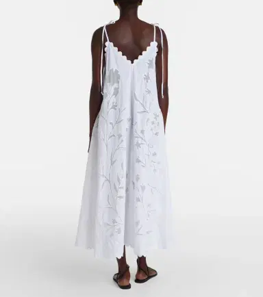 JULIET DUNN Embroidered scalloped cotton midi dress | Thumbnail 4