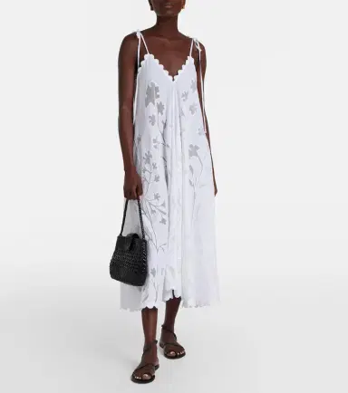 JULIET DUNN Embroidered scalloped cotton midi dress | Thumbnail 5