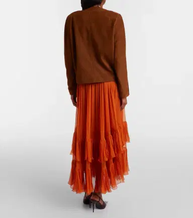 Saint Laurent Ruffled sheer silk maxi skirt | Thumbnail 5