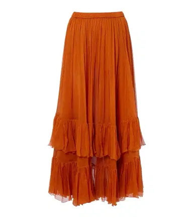 Saint Laurent Ruffled sheer silk maxi skirt | Thumbnail 1