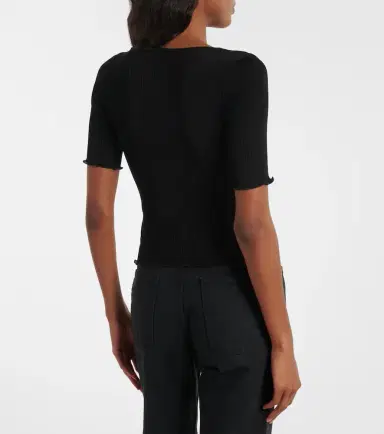 Saint Laurent Lace-trimmed ribbed-knit silk top | Thumbnail 6 Saint Laurent Lace-trimmed ribbed-knit silk top | Thumbnail 6