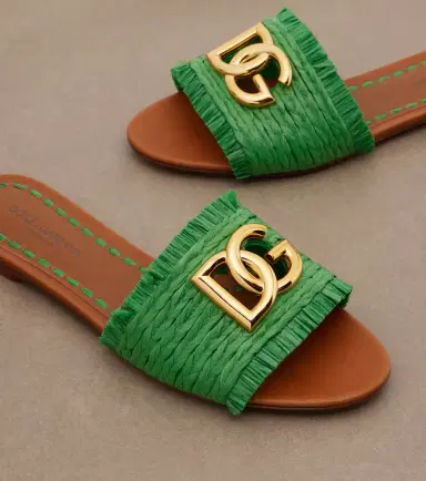 Dolce & Gabbana DG fringed raffia-effect slides | Thumbnail 3 Dolce & Gabbana DG fringed raffia-effect slides | Thumbnail 3