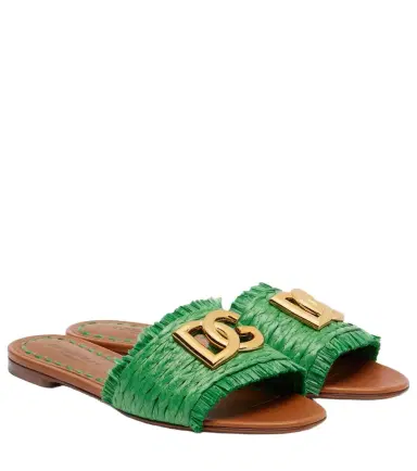 Dolce & Gabbana DG fringed raffia-effect slides | Thumbnail 1 Dolce & Gabbana DG fringed raffia-effect slides | Thumbnail 1