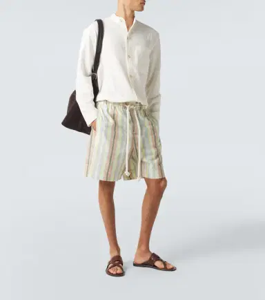 Commas Striped hemp and cotton Bermuda shorts | Thumbnail 5