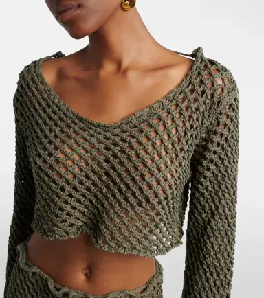 Bananhot Magen crochet cotton-blend crop top | Thumbnail 4