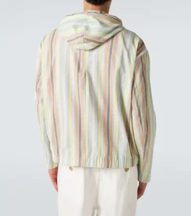 Commas Striped hooded hemp and cotton jacket | Thumbnail 3 Commas Striped hooded hemp and cotton jacket | Thumbnail 3