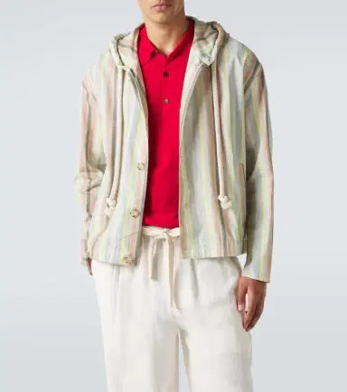 Commas Striped hooded hemp and cotton jacket | Thumbnail 4 Commas Striped hooded hemp and cotton jacket | Thumbnail 4