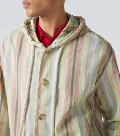 Commas Striped hooded hemp and cotton jacket | Thumbnail 5 Commas Striped hooded hemp and cotton jacket | Thumbnail 5