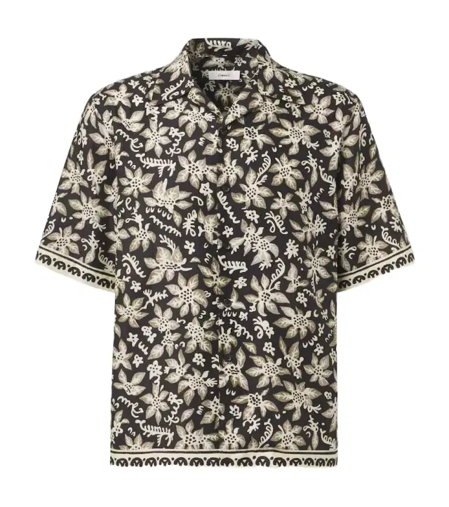 Printed cotton and silk bowling shirt