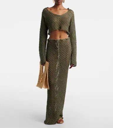 Bananhot Magen crochet cotton-blend maxi skirt | Thumbnail 5