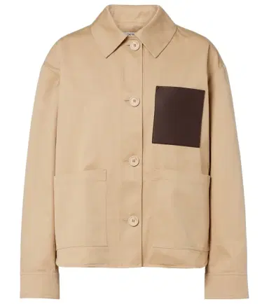 Loewe Leather-trimmed cotton jacket | Thumbnail 1 Loewe Leather-trimmed cotton jacket | Thumbnail 1