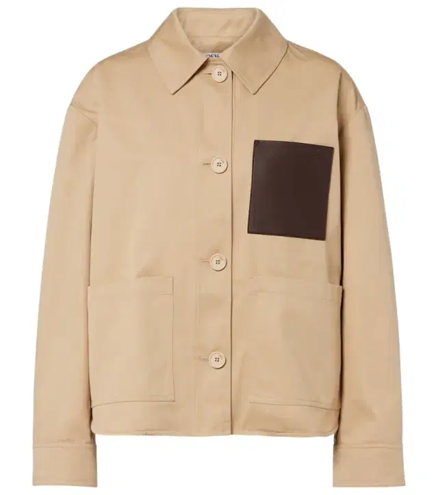 Leather-trimmed cotton jacket