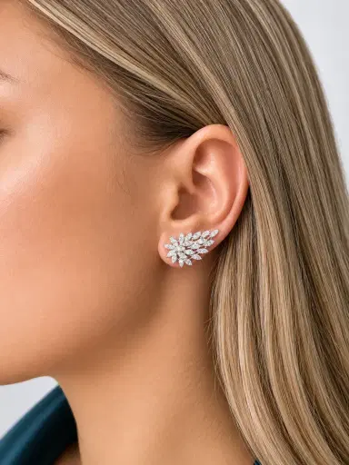 Wish Fine Jewelry 1.394ct Diamond 18K Gold Leaf Earrings | Thumbnail 2 Wish Fine Jewelry 1.394ct Diamond 18K Gold Leaf Earrings | Thumbnail 2