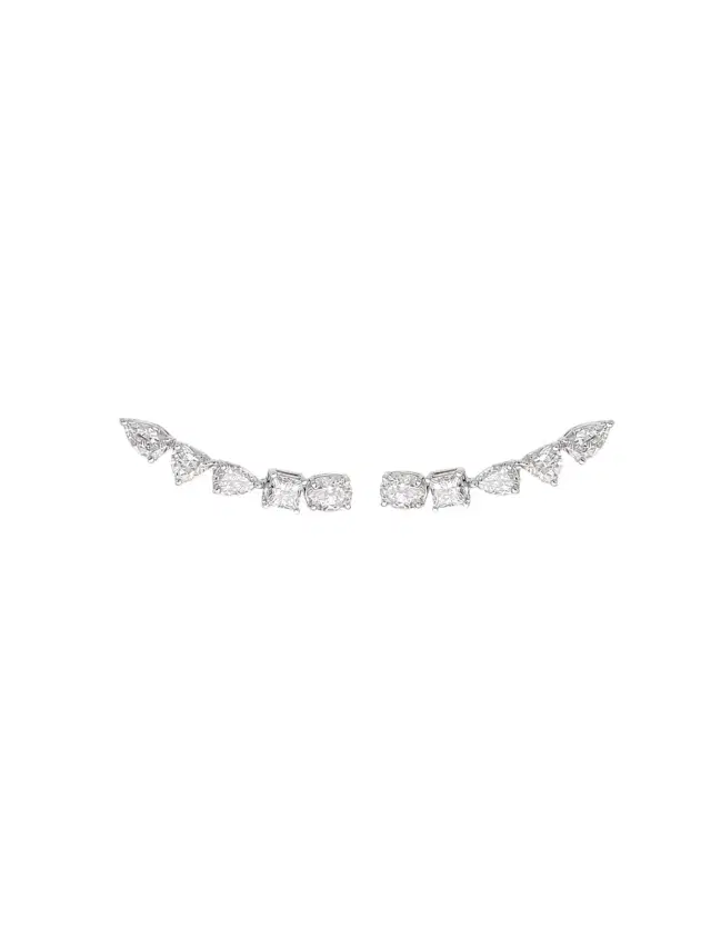 Wish Fine Jewelry 1.59ct Diamond 18K Gold Climber Earrings