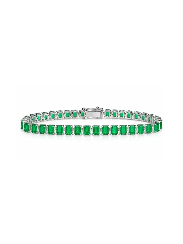 Wish Fine Jewelry 12.66ct Emerald 18K Gold Tennis Bracelet