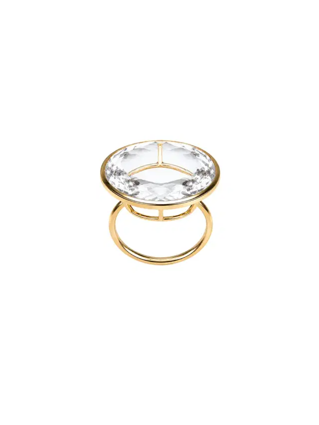 Wish Fine Jewelry 18.745ct White Topaz 18K Gold Cocktail Ring