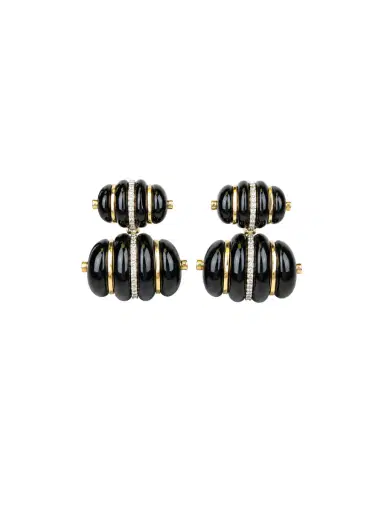 Wish Fine Jewelry 37.7ct Diamond Onyx 18K Gold Drop Earrings | Thumbnail 1