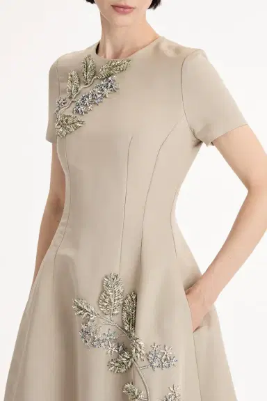 Oscar de la Renta Crystal Flower Embroidered Dress | Thumbnail 2