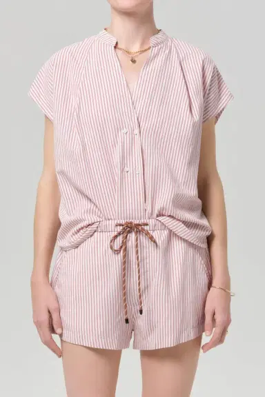 Citizens of Humanity Este Drawstring Short - Raspberry Stripe | Thumbnail 2 Citizens of Humanity Este Drawstring Short - Raspberry Stripe | Thumbnail 2