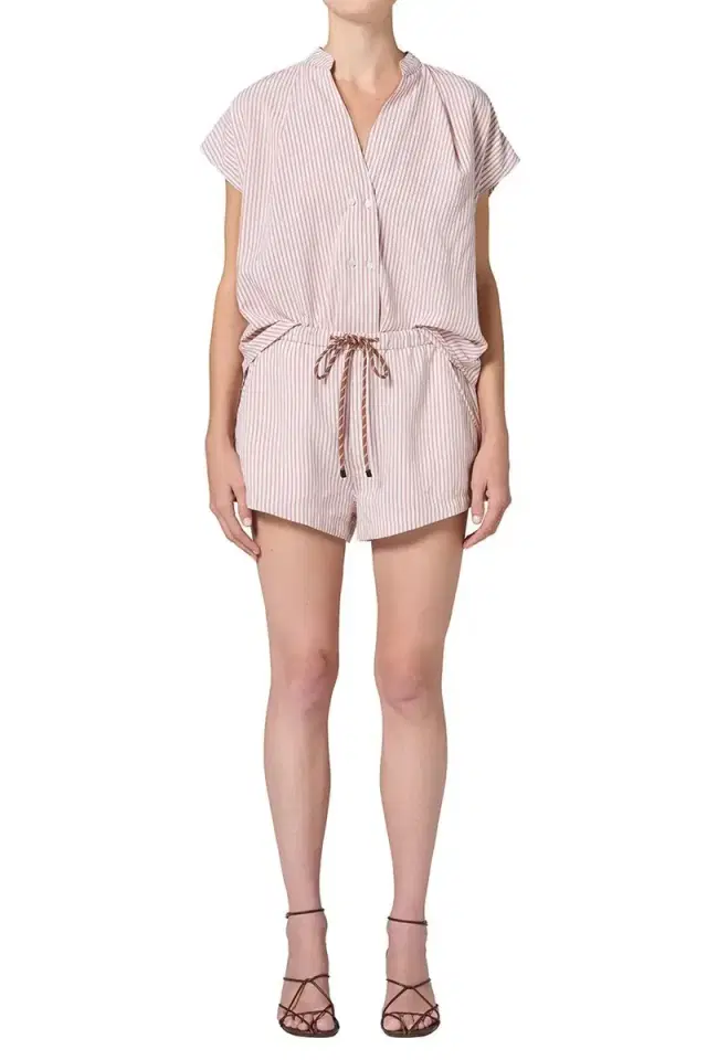 Este Drawstring Short - Raspberry Stripe