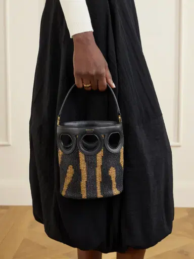 Ferragamo Cutout Leather-paneled Raffia Tote | Thumbnail 3 Ferragamo Cutout Leather-paneled Raffia Tote | Thumbnail 3